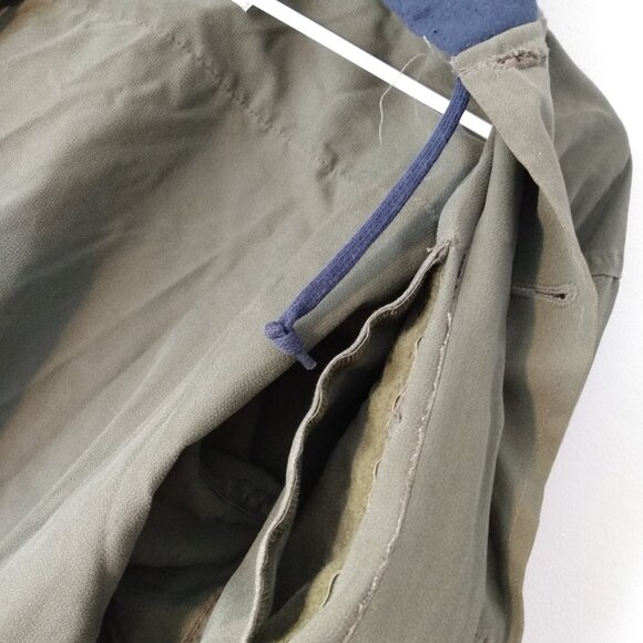 Vintage Army Shirt Jacket Hoodie Shacket OOAK Olive Green Blue Size Small - Picture 4 of 10